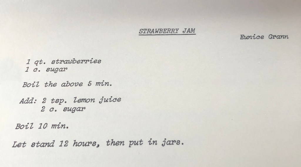 Typed recipe from family cook book (recipe in text below).